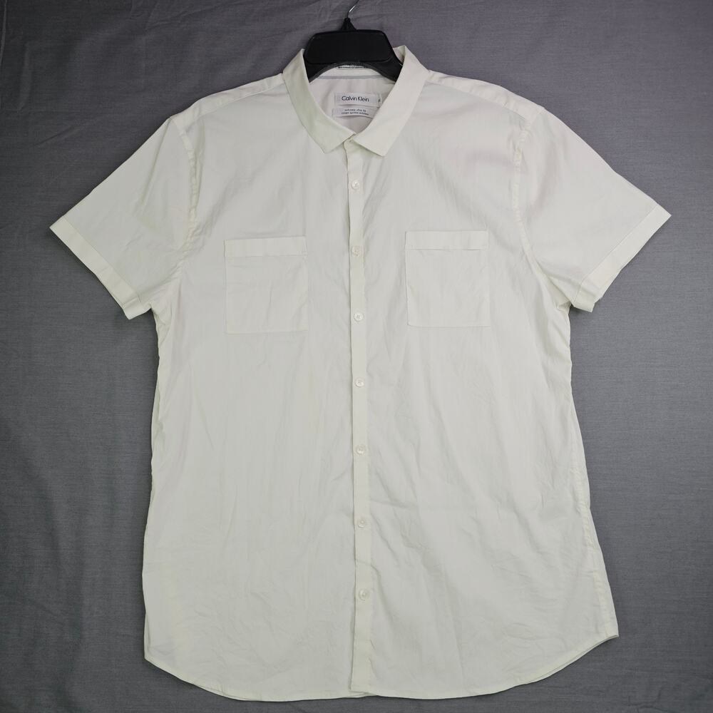 Calvin Klein Extreme Slim Fit Short Sleeve Button Up White Men's XL